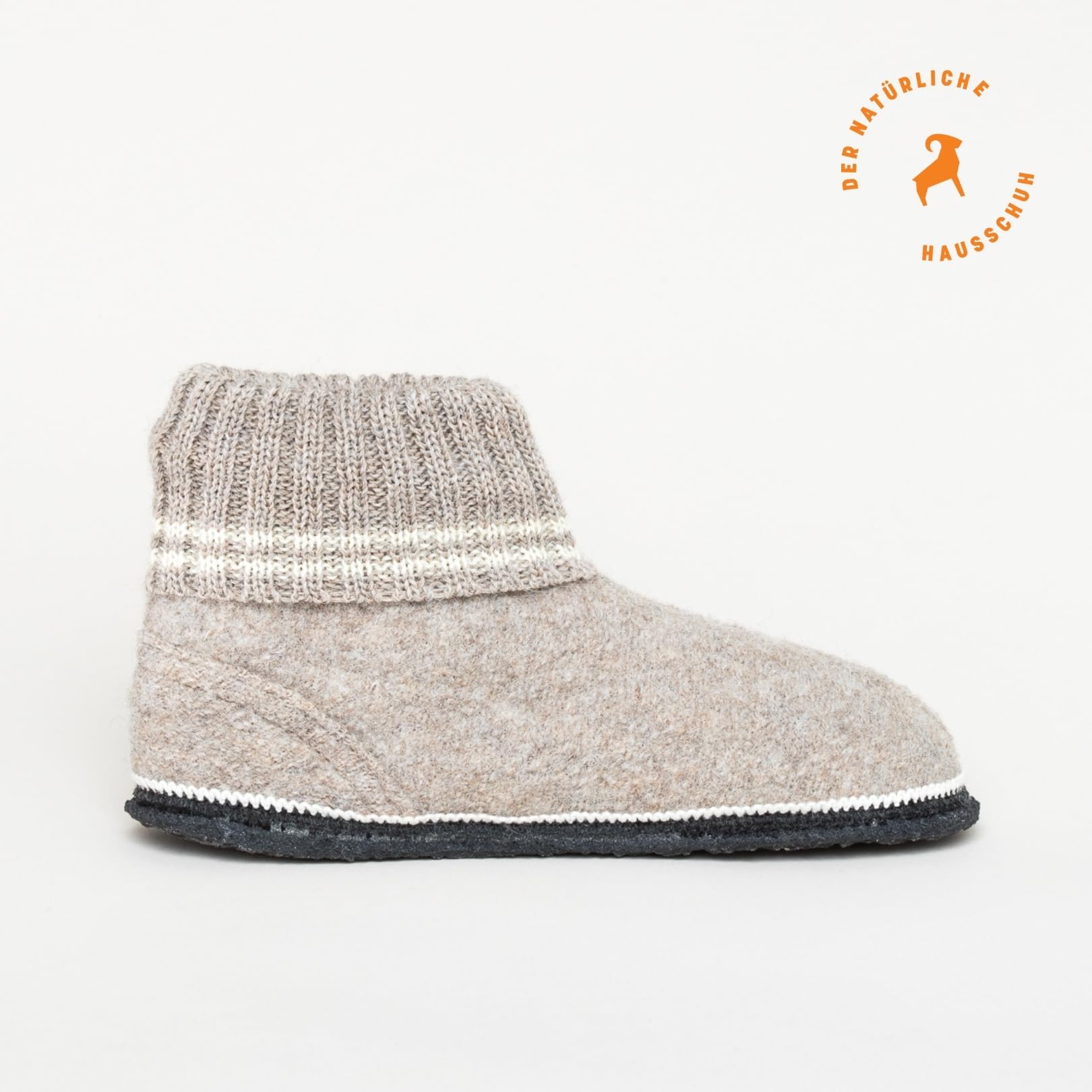 Hüttenschuh Ötz - Hausschuh für Damen & Herren | 100% Schurwolle Beige, 45