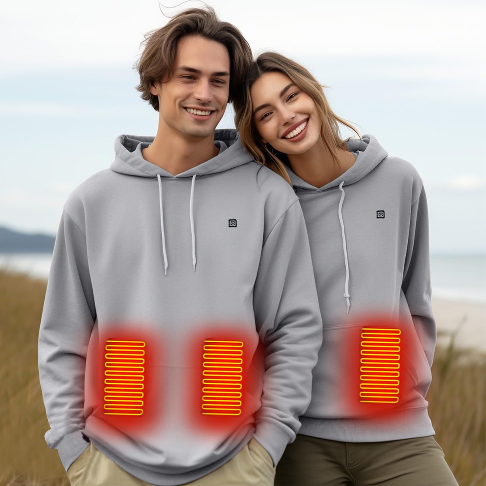Beheizbarer Hoodie für Herren Damen Beheizte Jacken mit 5 Heizzonen Elektrische Beheizte Heizweste Kapuzenpullover Aktualisierte Version USB Beheizte Beheizbarer Pullover Pullover Hoody mit Kapuze