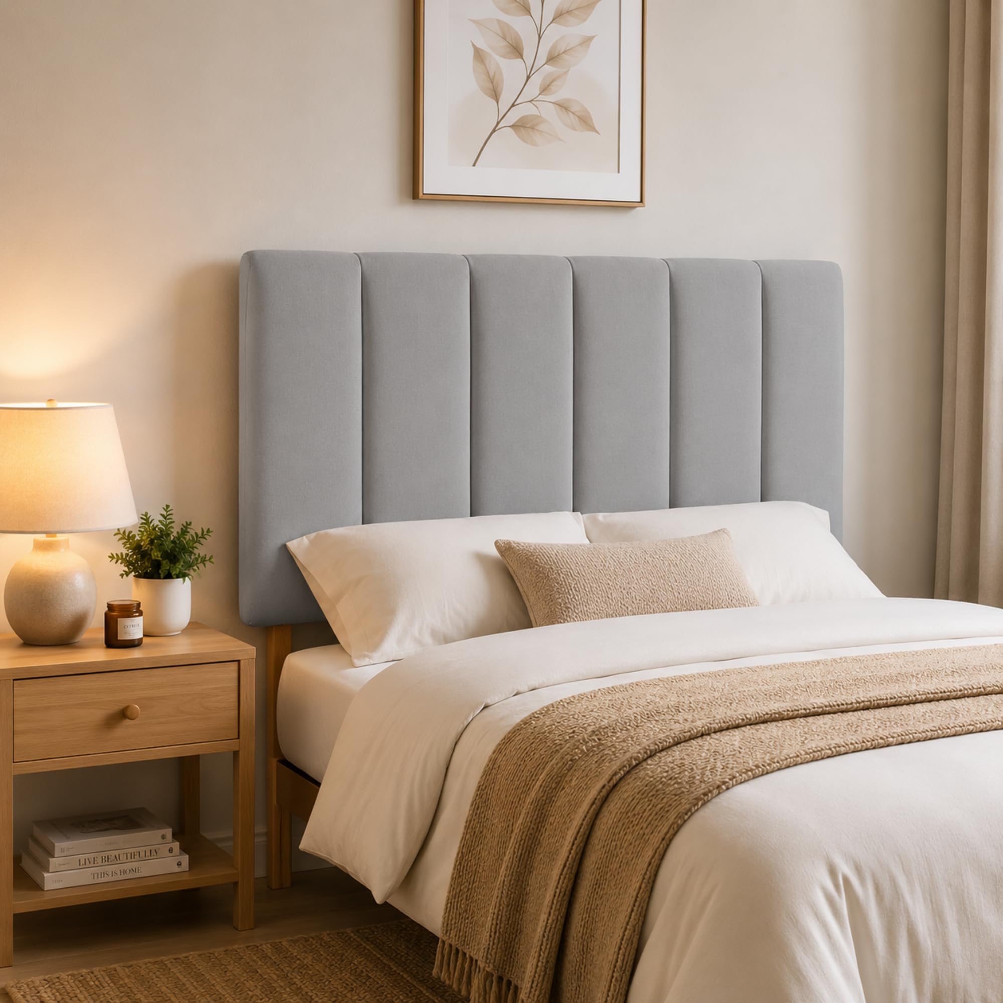 YORKSHIRE HOMEWARE Padded Lined Headboard | Lined Headboards in Plush Velvet Fabric | Bed Bedroom Decor Hotel Furniture (Charcoal, 2ft 6inch Small Single)