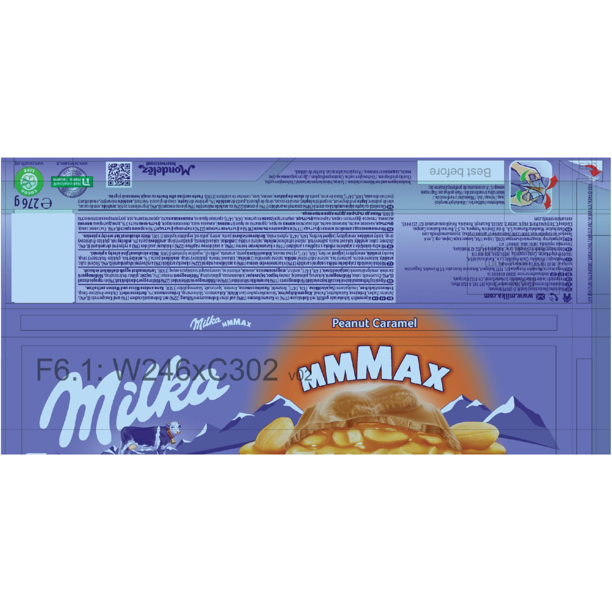 Milka Tafelschokolade Peanut-Caramel Großtafel VPE (12x276g Tafel) + usy Block