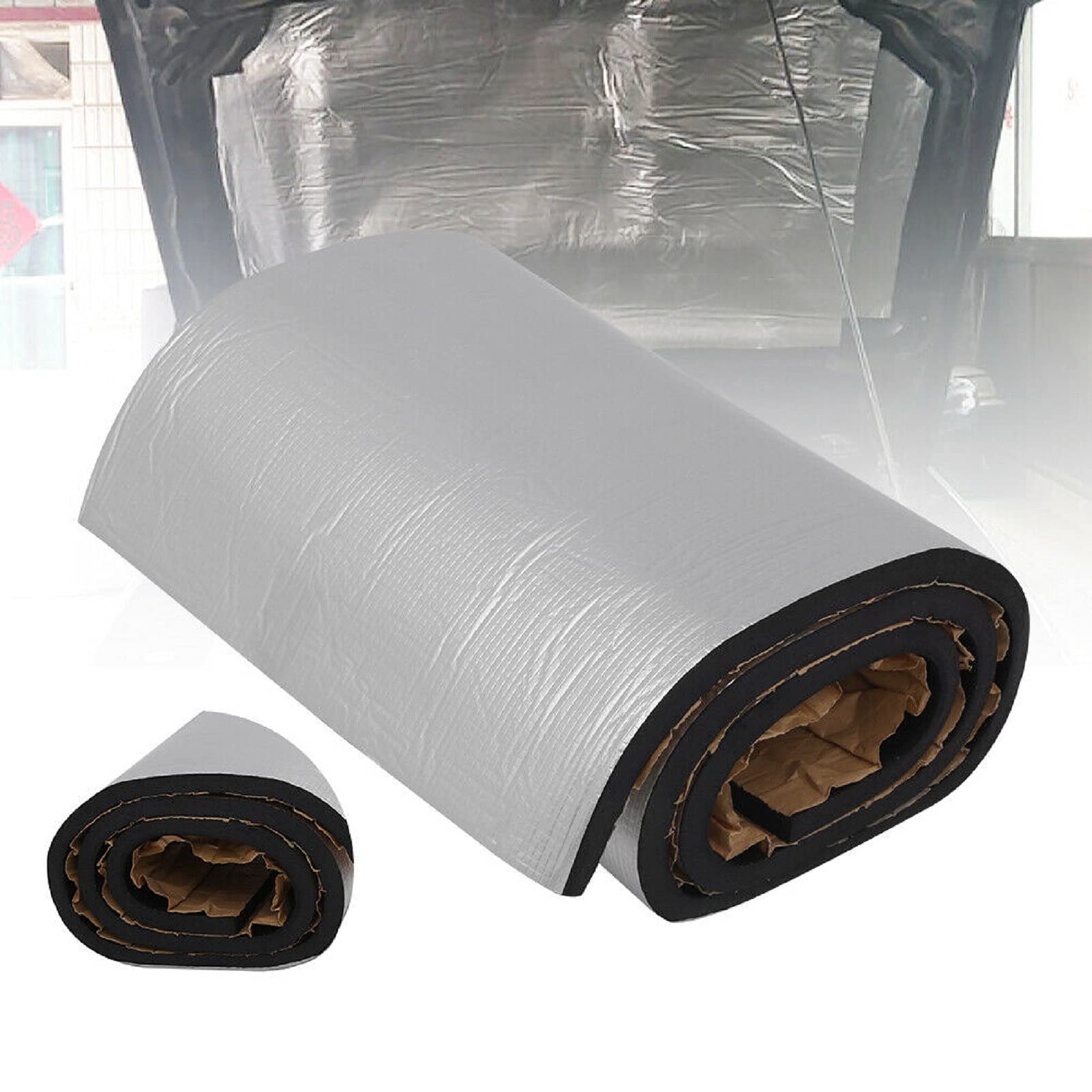 Trintion 1 Stück 20mm 200x50cm Dämmmatte Selbstklebend Anti Dröhn Fahrzeugdämmung Schalldämmung Motorhaube Hitzeschutzfolie (Silber 1 Stück