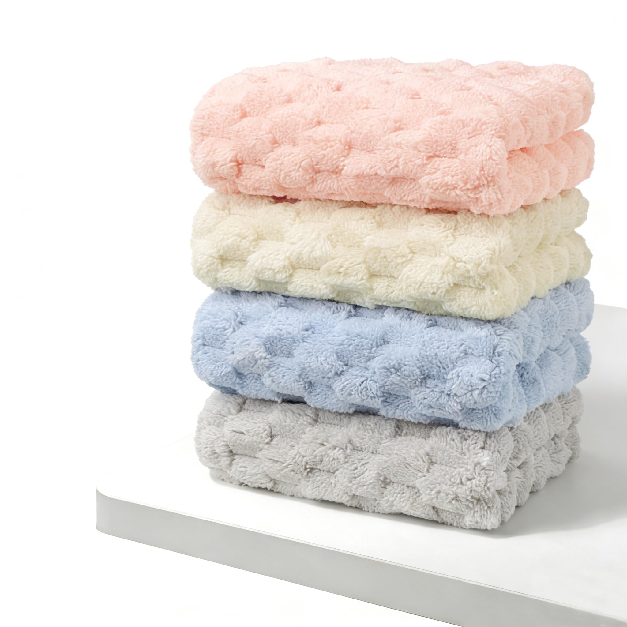 【YECCNA】【YECCNA】フェイスタオル 4色4枚セット ループ付き マイクロファイバー 抗菌防臭 高吸水性 速乾 柔らかく 薄手 轻量 毛羽落ちしない 75×35cm (Dセット 4枚, フェイスタオル/75cmX35cm)