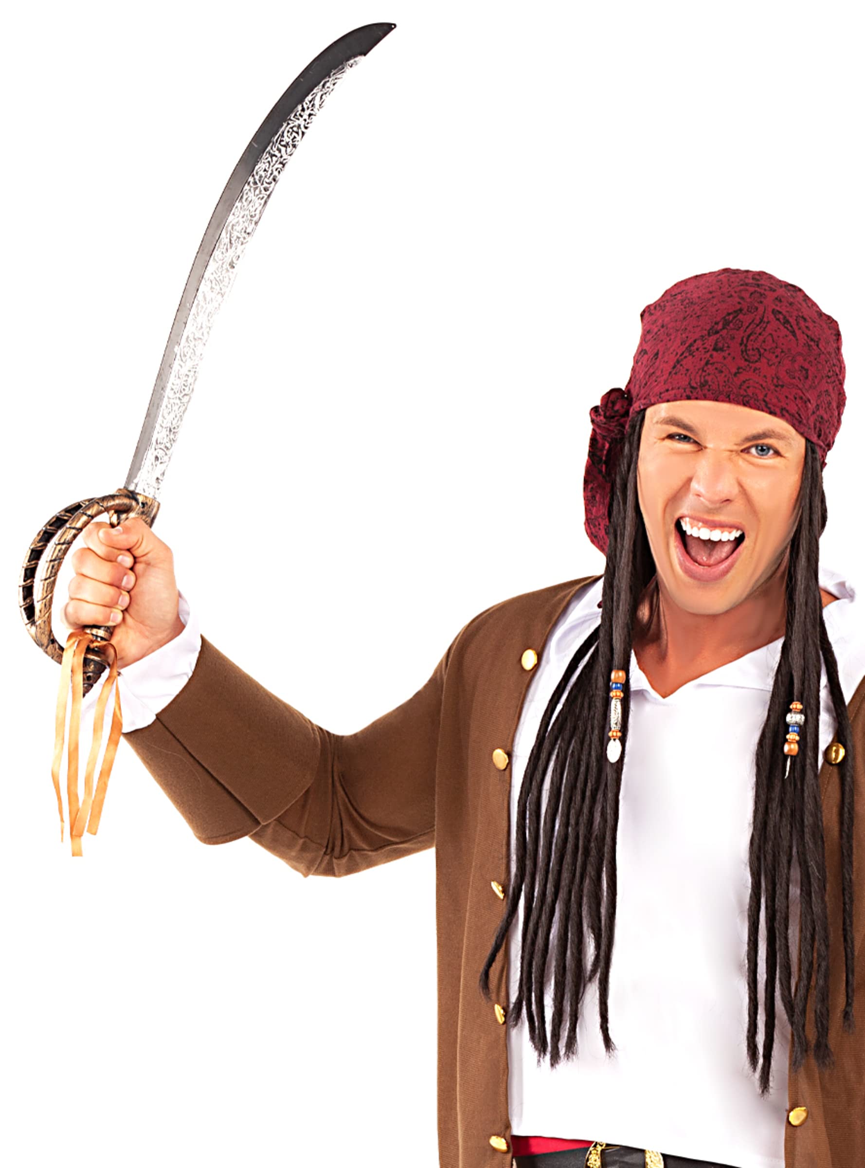 Set 3 Pezzi Spada Pirata Costume Elegante - Spada, Occhio Toppa, Orecchino - Captain Jack