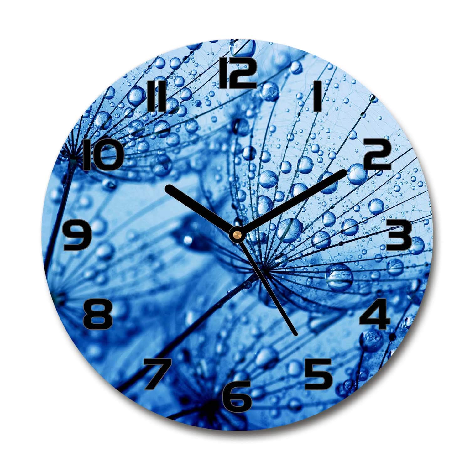 Tulup Glass Wall Clock ⌀ 23.62 inch/fi 60cm Decoration Picture Image Wall Art Modern Decoration Kitchen Bedroom Living Room Silent - Black - Dandelion seeds