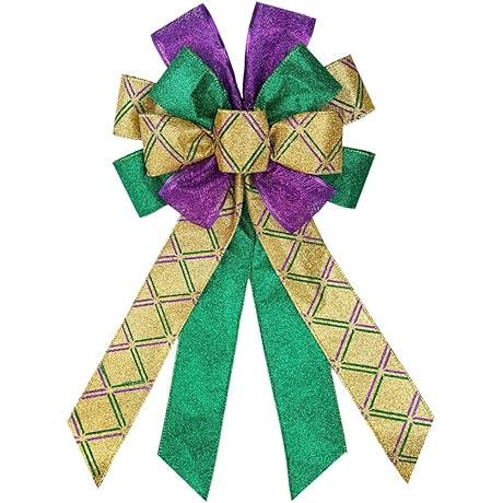 Mardi Gras Decoration Wreath Bow
