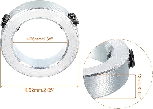 Miniatura 2 de MECCANIXITY Collar de eje de 1-38 pulgadas de diámetro de acero al carbono chapado en zinc, juego de collares de sujeción estilo tornillo, tono