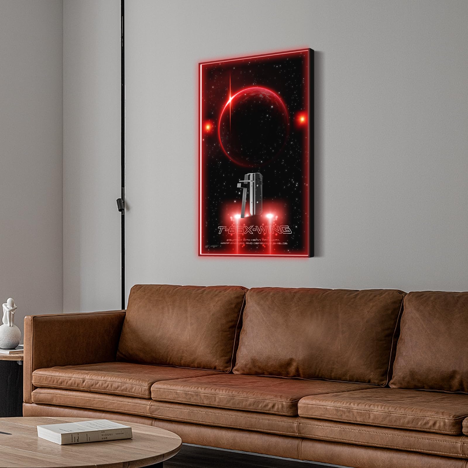 Cornice da parete a LED da 70,8 x 50,8 cm, compatibile con LEGO Star Wars UCS X-Wing Starfighter 75355, vetrina per serie Ultimate Collector, trasformarsi in arte da parete (solo tavola)