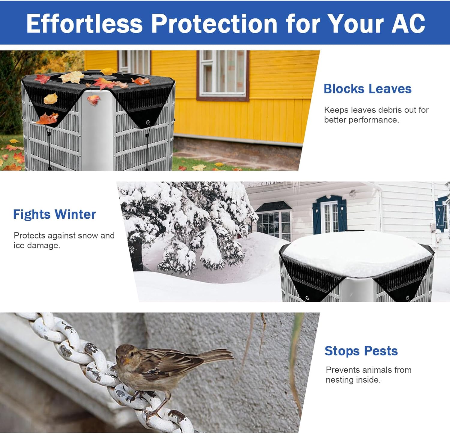 36"x36" Air Conditioner Covers for Outside, Premium Breathable Mesh with Elastic Hem, All-Season Air Conditioner Cover for AC Condenser & Compressor Units - Top Universal Defender