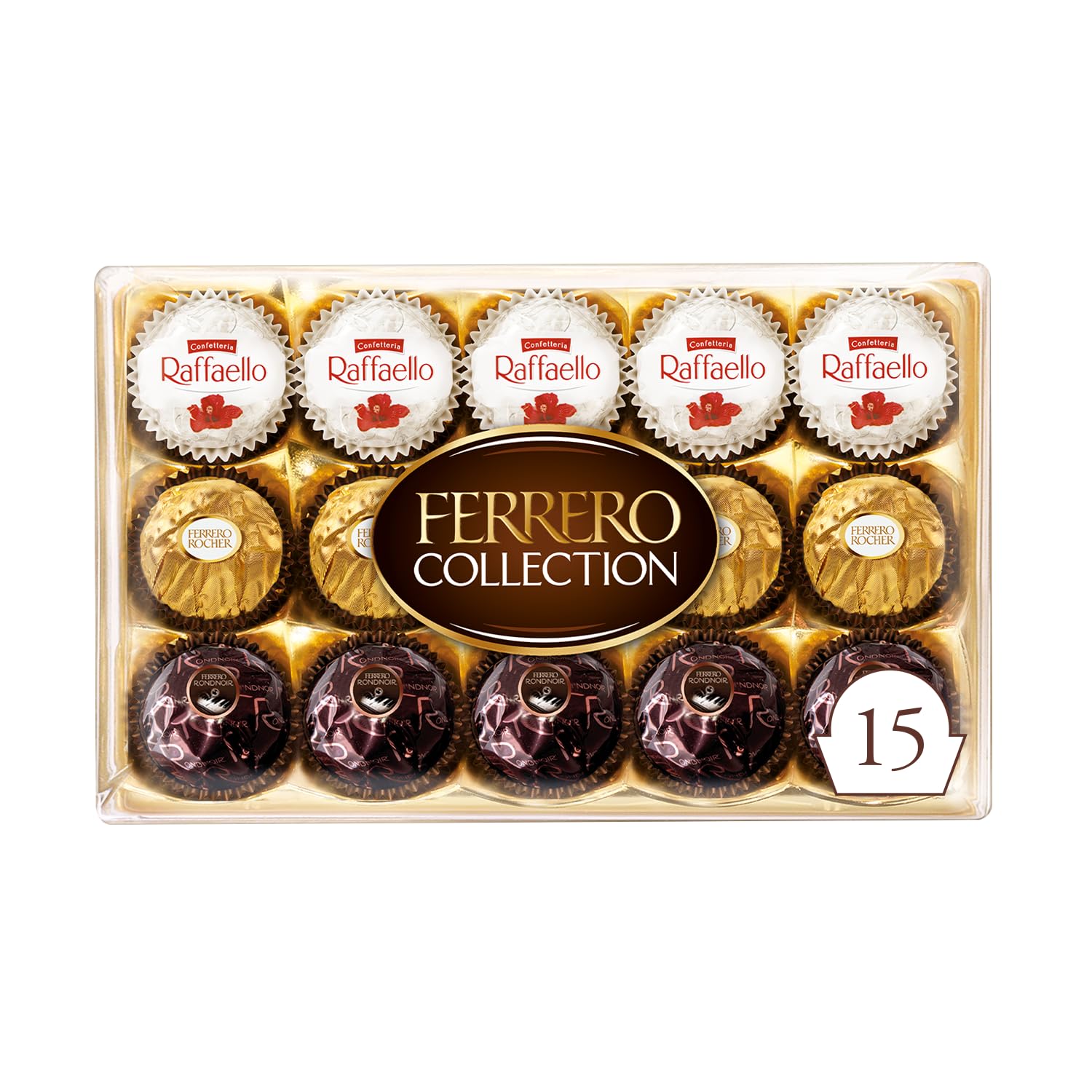 FERRERO COLLECTION Fine Assorted Chocolate and Coconut Confections; Gift Box; 15 Confections; 156 g