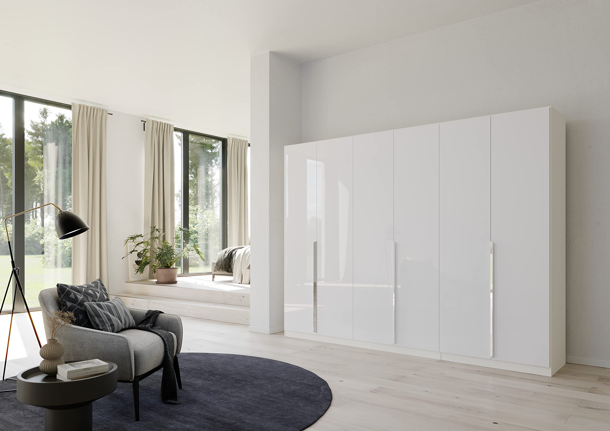 Rauch Möbel Quadra-Spin Glamour, Schrank, Hochglanz Weiß, Breite 271 cm