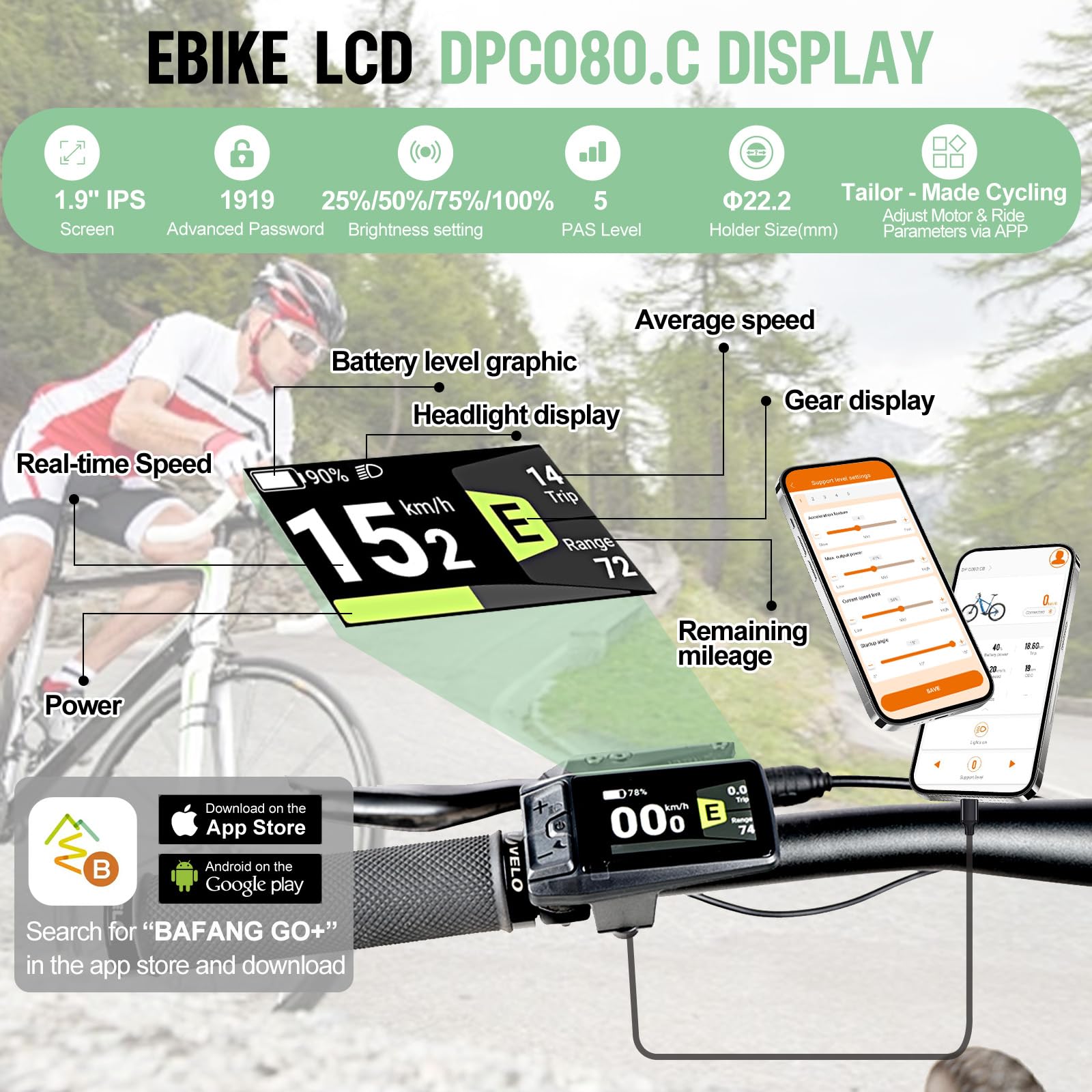 BAFANG BBS01B 250W Motore Centrale (CAN) Kit Bici Elettrica con Batteria | con Batteria 36V 24Ah e Display DPC080 per MTB/Città BB68-73mm