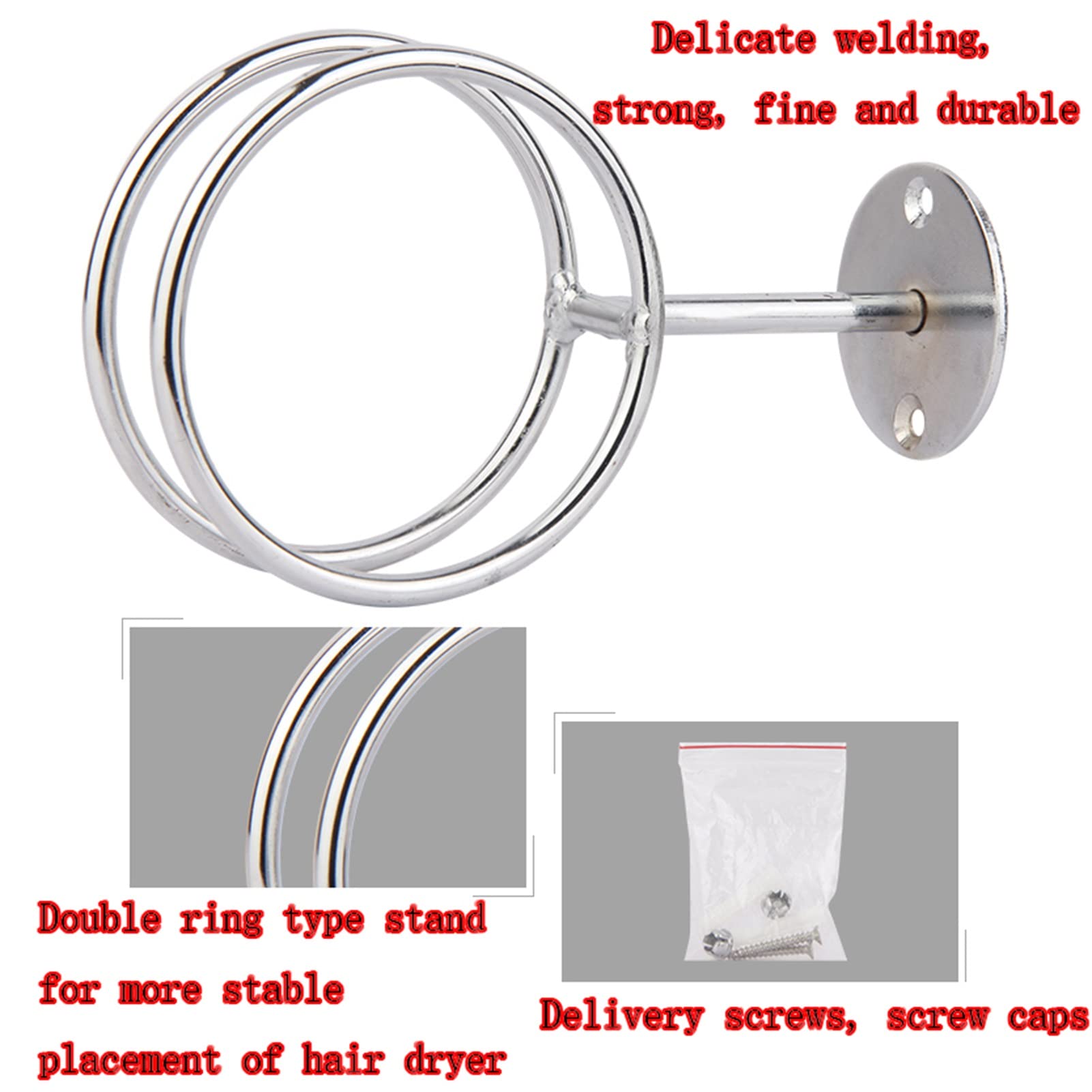 Soporte para secador de Pelo de Acero Inoxidable, Estante para Herramientas para el Cuidado del Cabello, Soporte para secador de Pelo de Montaje en Pared, Adecuado para baño, Barbe