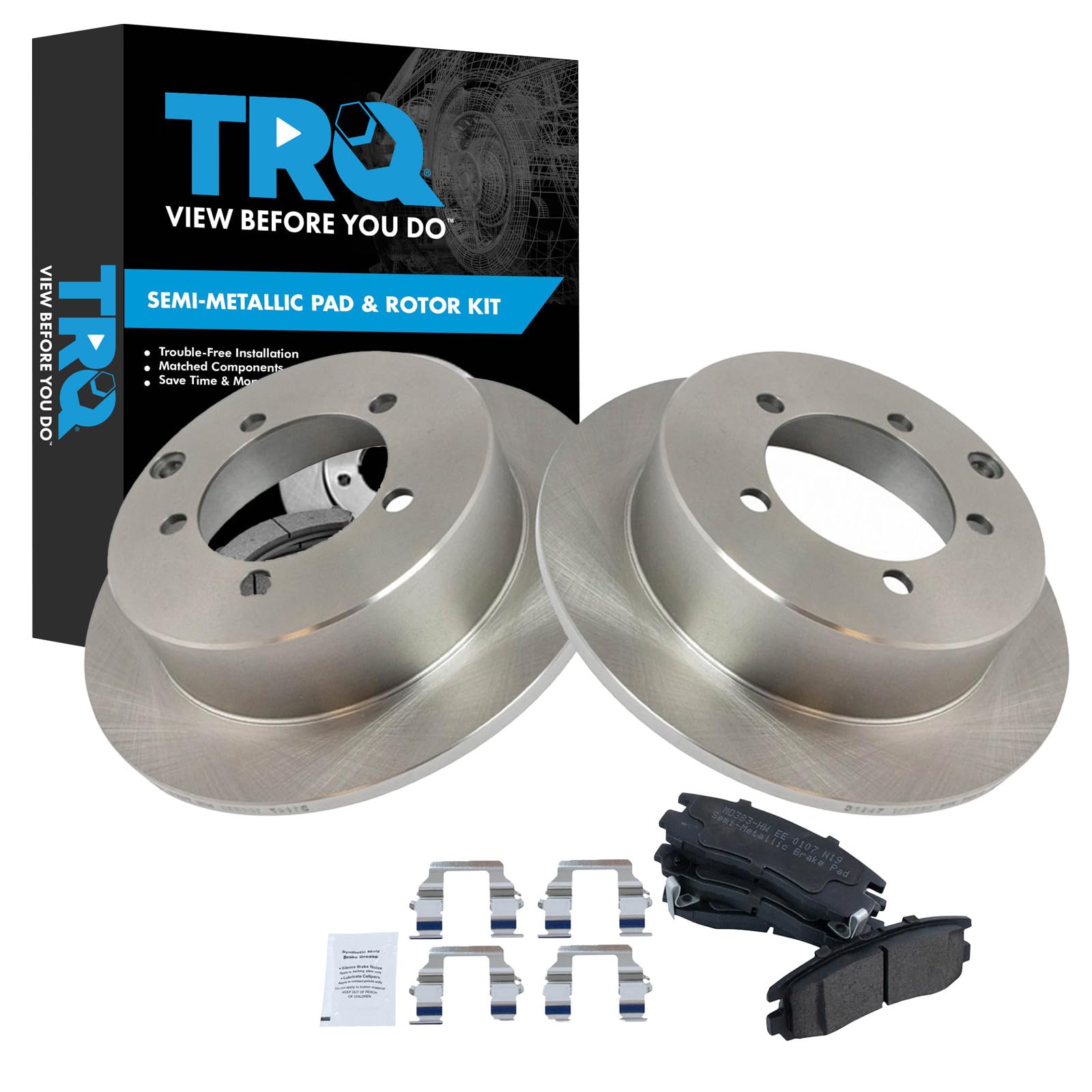 TRQ Rear Brake Pad and Rotor Set Semi Metallic