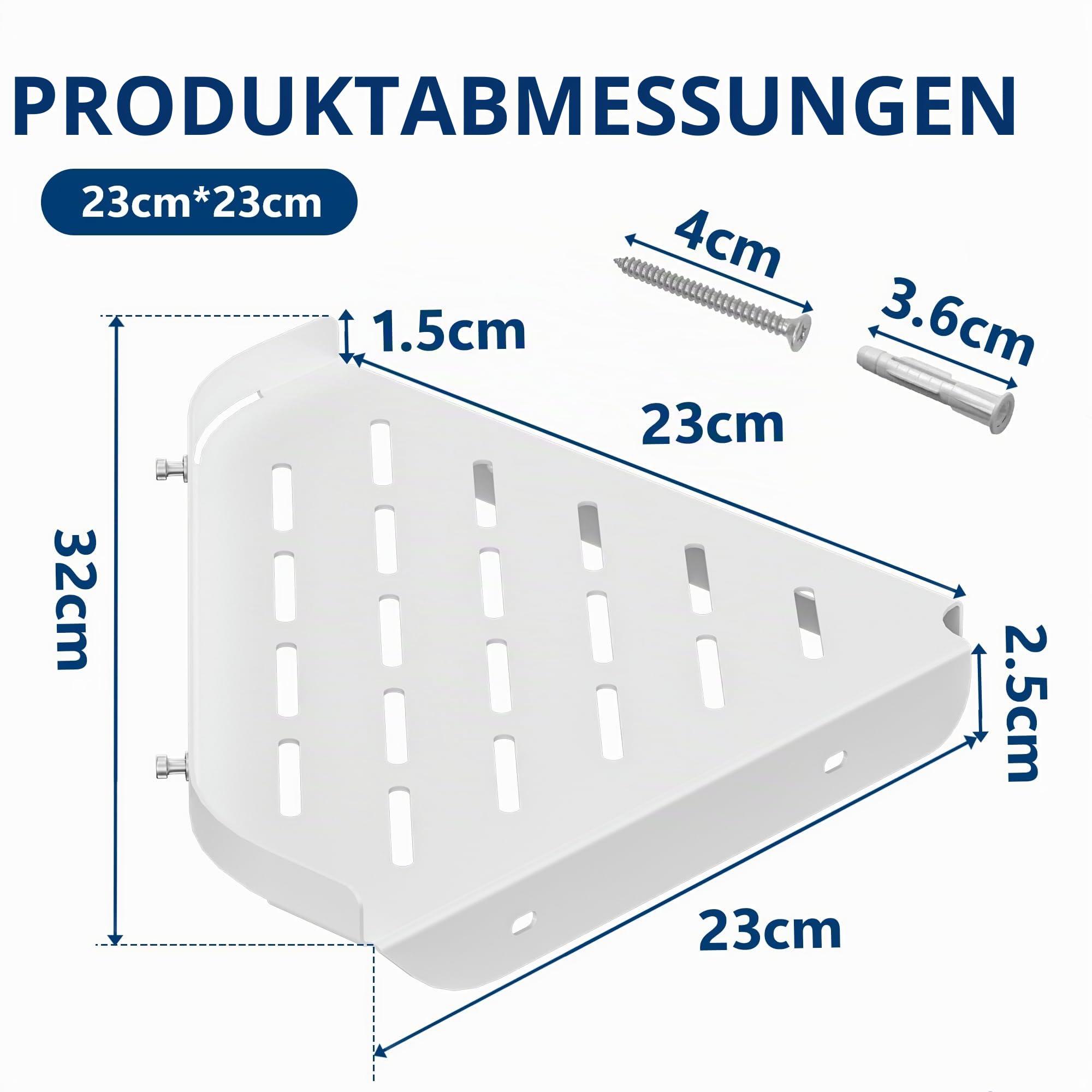Neodrain Duschablage Ecke Edelstahl ohne Bohren Weiß Eckregal Duschkorb mit Haken für Badezimmer Shampoo Halter, 2 Stück