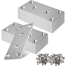 20 Pack Flat Straight Brace Bracket, 3 x 1.5 inch Silver Steel Stainless Mending Plate with Screws, Flat Metal Brackets for Wood Furniture Shelves Repair