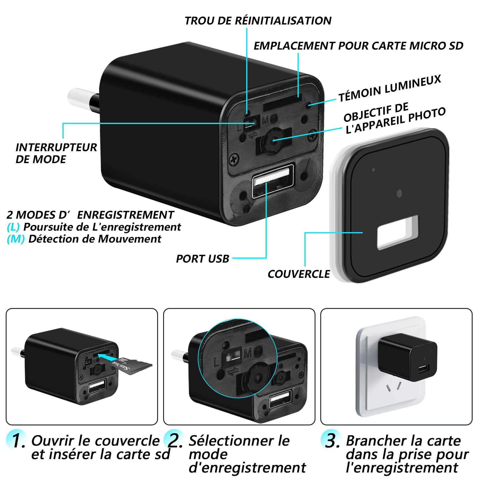 LXMIMI Caméra Cachée, HD 1080P Mini Caméra Cachée Espion