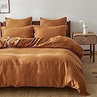 Vista 39 de Simple&Opulence - Juego de funda de edredón hecha al 100 % de lino, lino francés lavado, 3 unidades, ropa de cama unicolor, estilo básico, funda