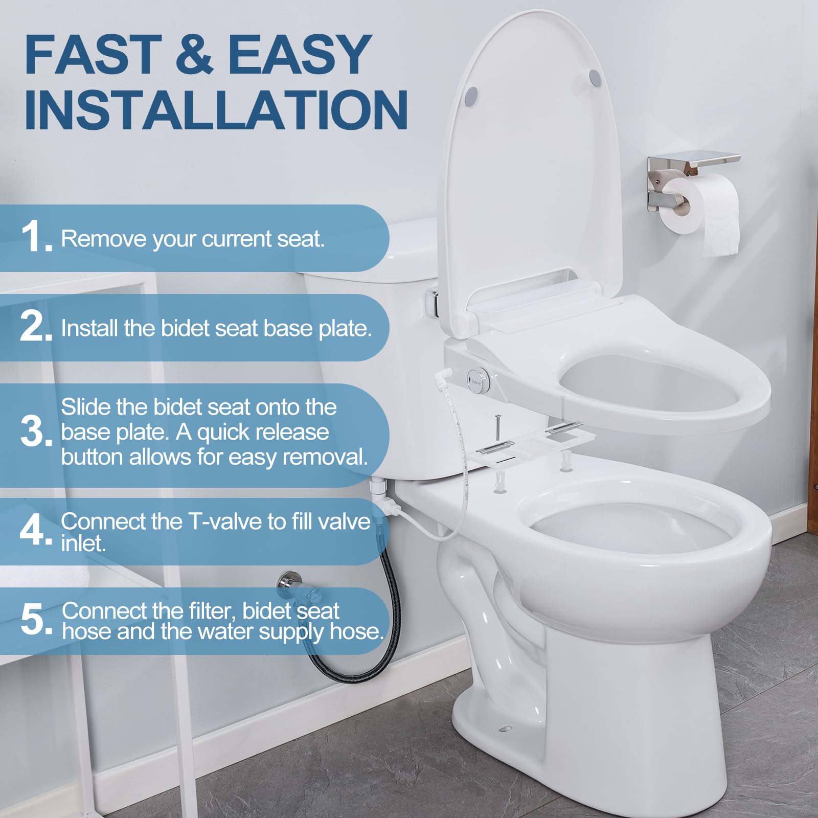 IYTATA Electric Bidet Toilet Seat, Elongated, Warm Water With Air Dryer, Heated Seat And Slow Close Lid, Front And Rear Wash, LED Nightlight, Wireless Remote, White, 101 9 thumbnail image