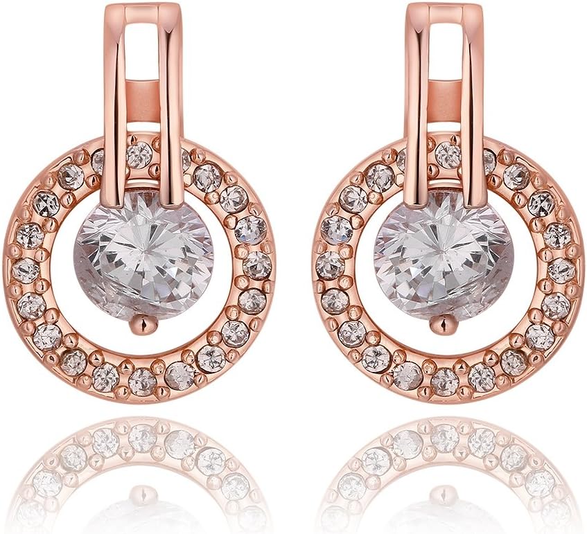 Earrings for Women Colorful Layered Tassel Earrings Bohemian Dangle Drop Tiered Tassel Druzy Stud Earrings Women Gifts (Rose Gold CZ)