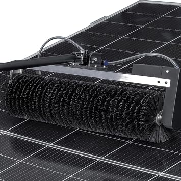 3.5/5.5/7.5M Solar Panel Cleaning Kit, 180 Automatic Rotary Brush with Aluminum Telescopic Extension Pole, Water Fed for Roof Panels, Windows & Siding 7.5m/24ft