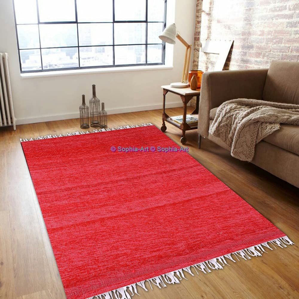 Aizza Trends Tappeto Chindi intrecciato fatto a mano, in cotone, multicolore, stile bohémien, colorato, morbido, reversibile, per interni ed esterni, camera da letto, ufficio, casa, cucina, soggiorno