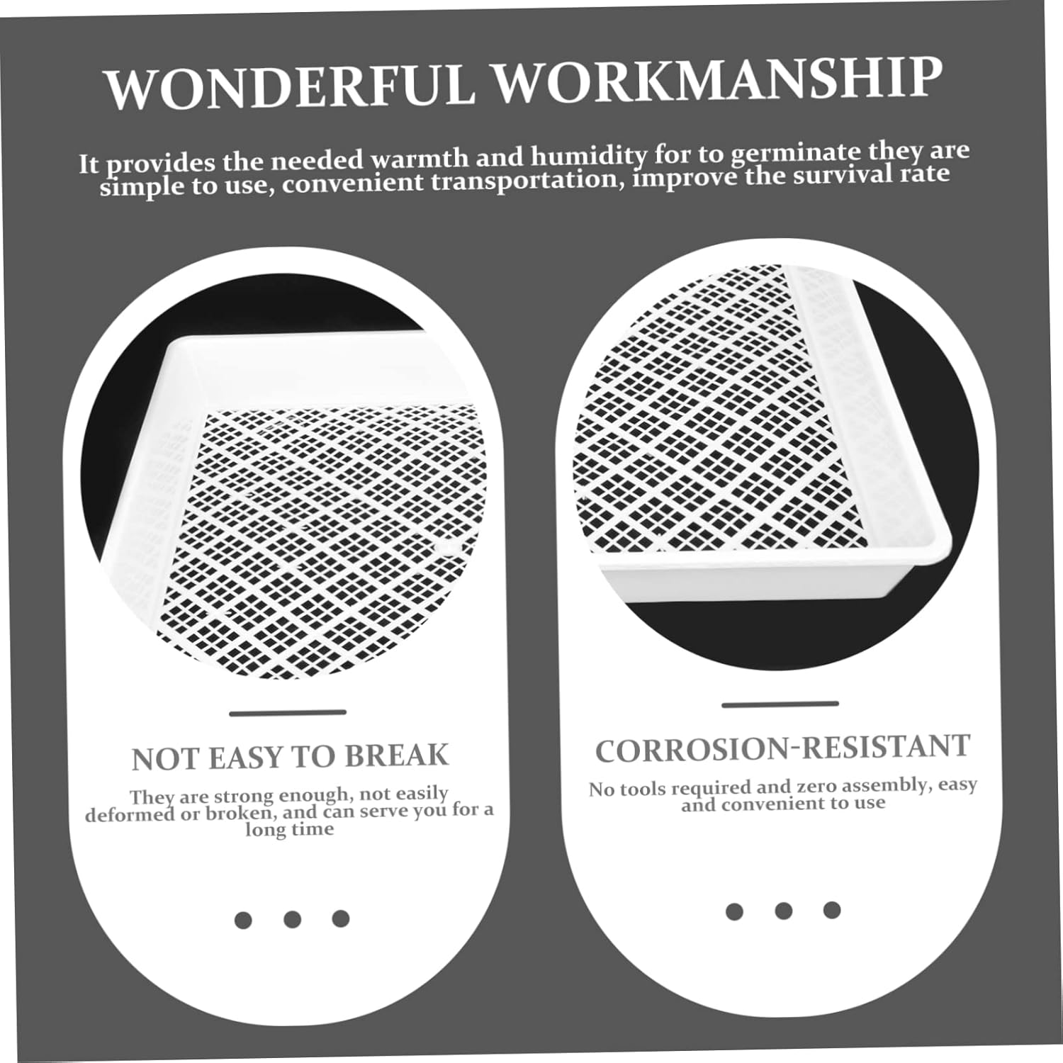 4pcs Plastic Plant Germination Trays Sturdy Nursery Growing Plates for Sprouting and Care for Home and Garden Use