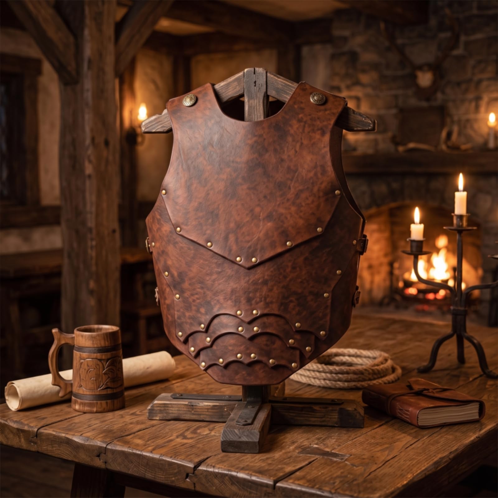 Gralara Corazza da Cosplay Fantasy Armatura Medievale Vichingo Armatura con Spallacci per Rievocatori