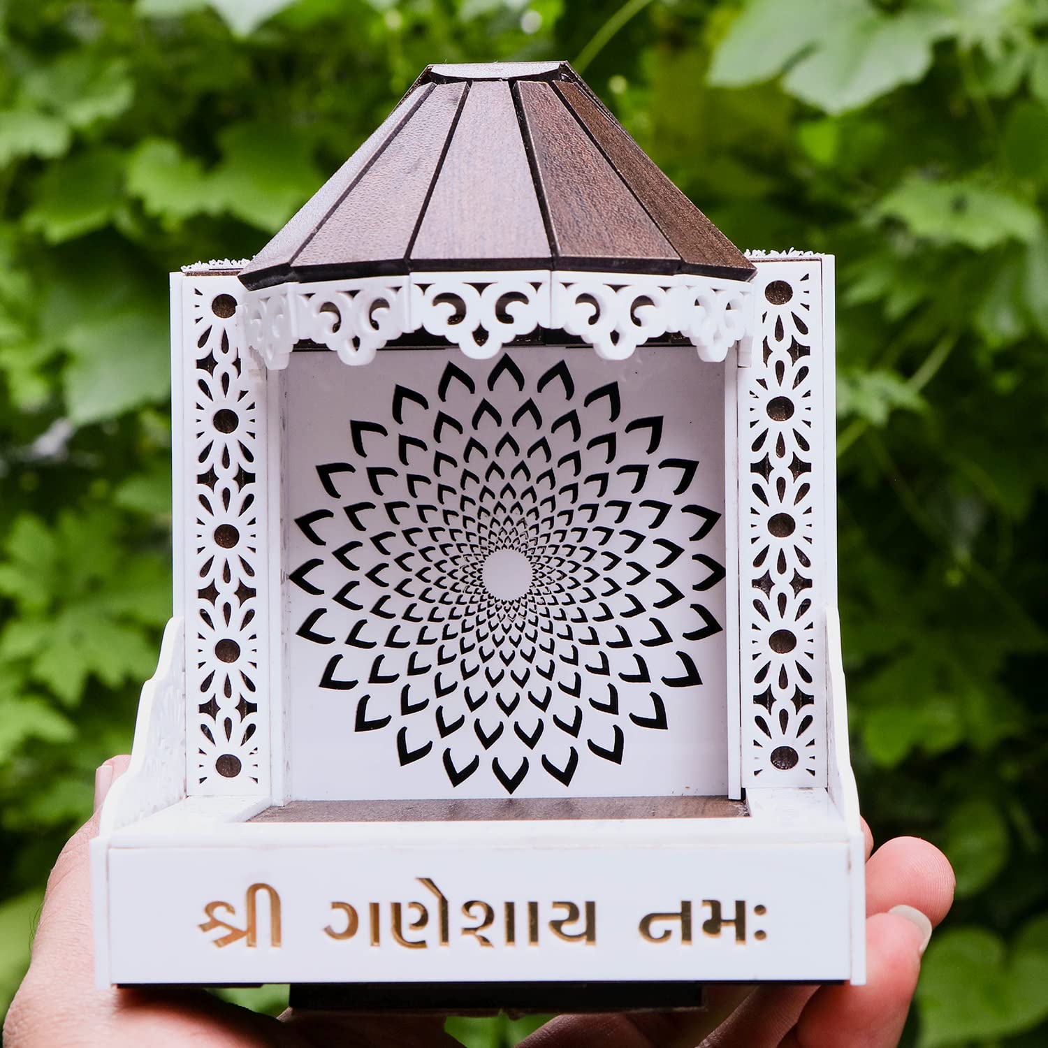 VPLLEX Car Temple for Dashboard | Temple with Essential Oils | Religious Gift | Wooden Temple | Mandir | Fragrances with Temple | Car Showpiece | Car Interior Decoration (Shikhar_EUCALLYPTUS)