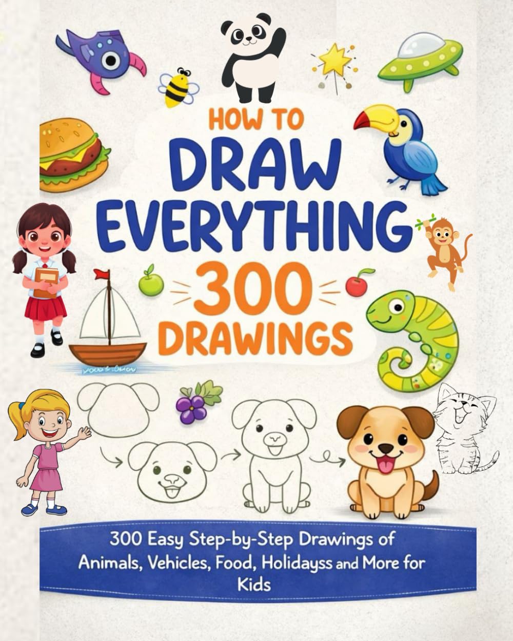 How to Draw Everything for Kids: 300 Easy Step-by-Step Drawings Learn to Draw Animals, Vehicles, Food, Holidays & More for Beginners: A Fun & Simple ... | Perfect for Beginners & Creative Learning