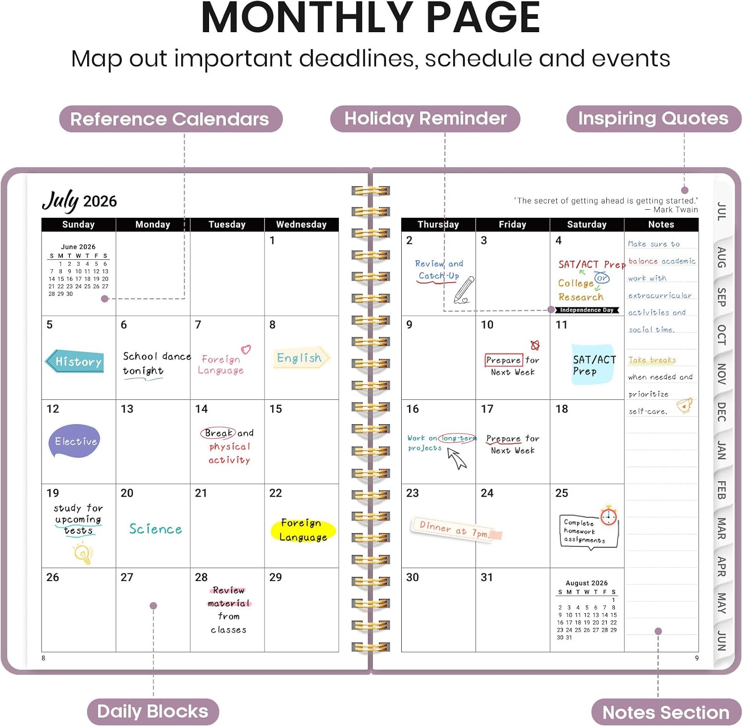 Taja Planner 2026-2027, Jul 2026-Jun 2027 Monthly & Weekly Calendar Book image 2