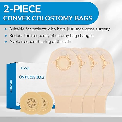 Miniatura 5 de 15 bolsas de colostomía de 2 piezas, suministros de colostomía, bolsas de ostomía convexas de 1.772 in de profundidad para estomas retraídos, bolsa