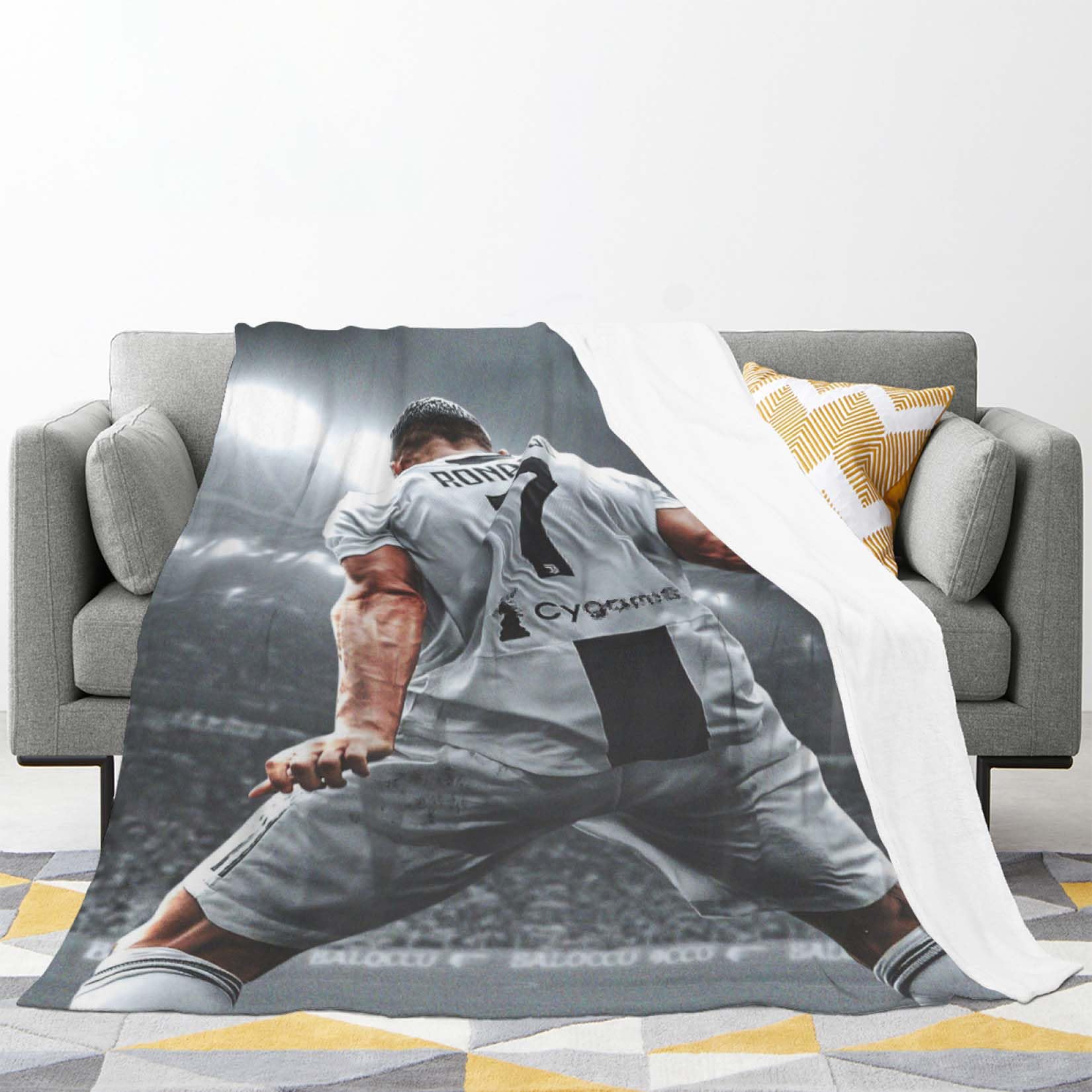 Kids Throw Blanket 3D Soccer Flannel Blanket Boys Girls Gifts for Home Couch, Bed, Sofa, Camping and Traveling 50" × 60"