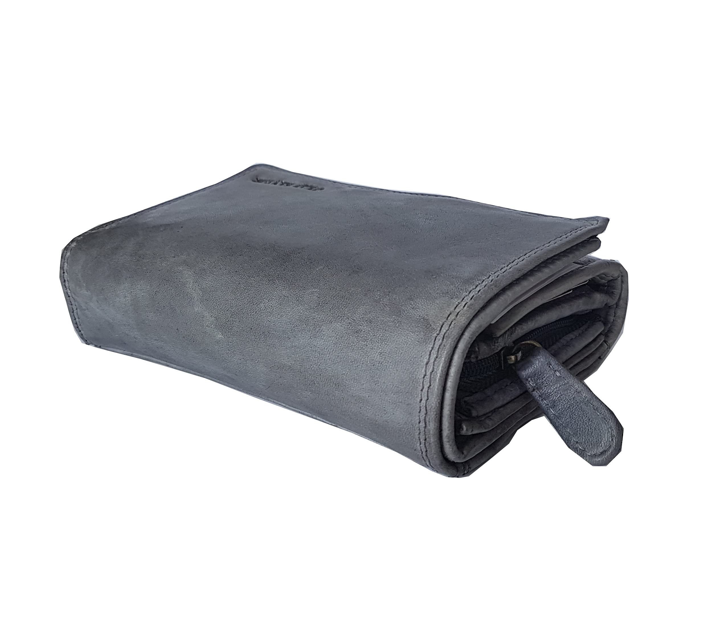 Monedero de piel para mujer, monedero, duradero, con tarjetero y portamonedas, gris, Mittel, Cartera