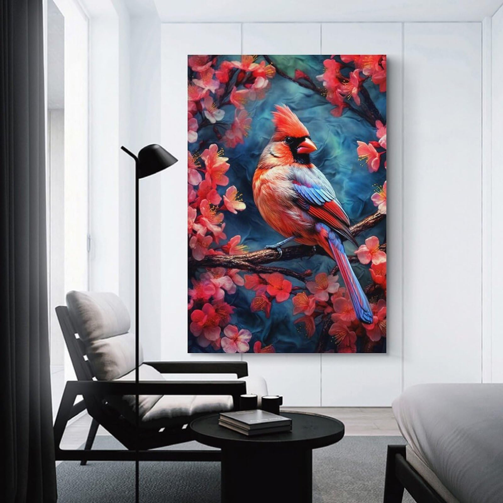 Junmoney Decorative Canvas Print Cardinal Bird, 20x30inch(50x75cm), for Office, Study Or Home Workspace, Decorative Artwork for Productive Spaces