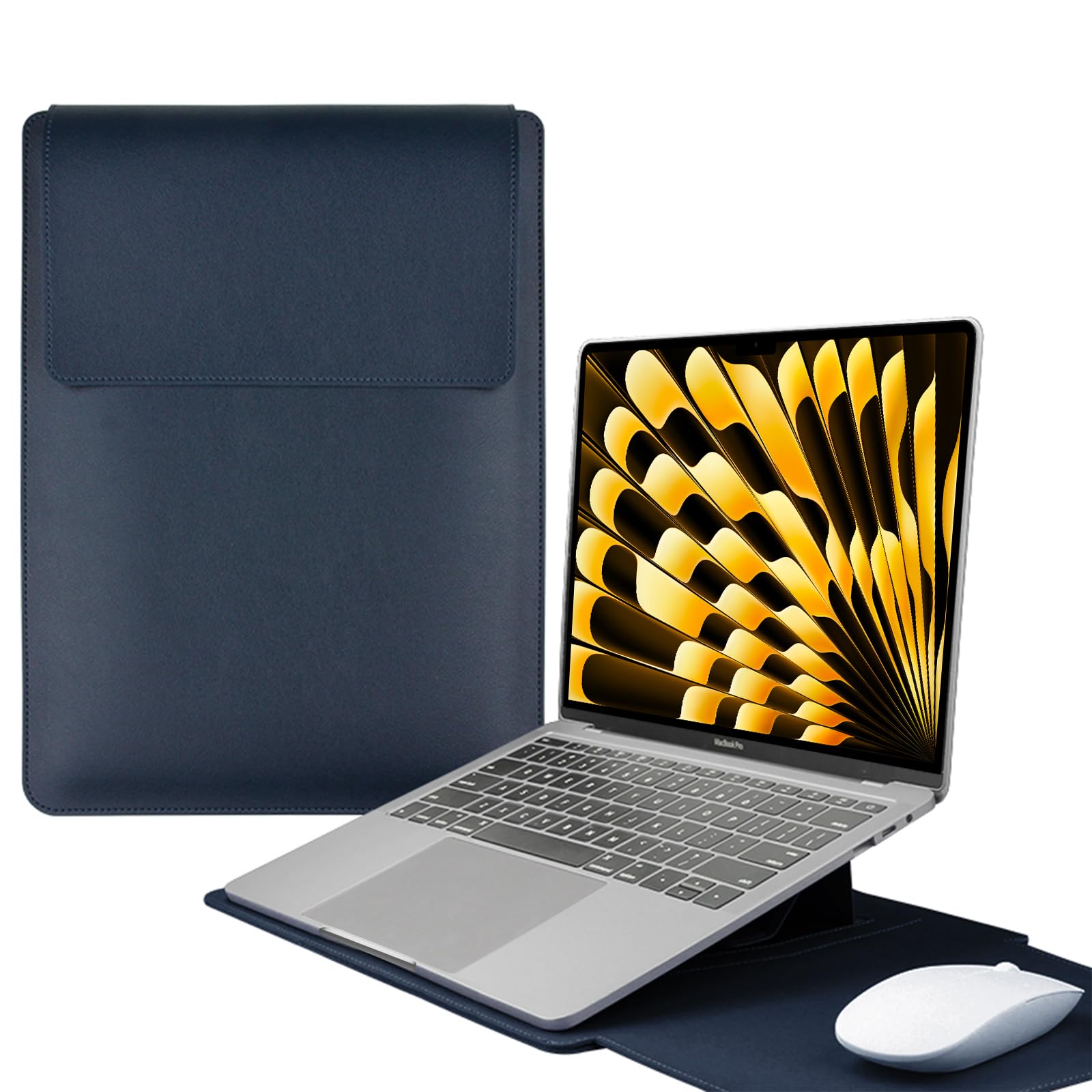 HaruYo 13-14 Zoll Laptop Sleeve Laptophülle, Laptoptasche mit Standfunktion, Computer Tasche mit Zubehörtasche für MacBook Pro 13" 14"/MacBook Air 13"/Surface 13.5"/iPad Pro 12.9" (13-14 Zoll Blau)