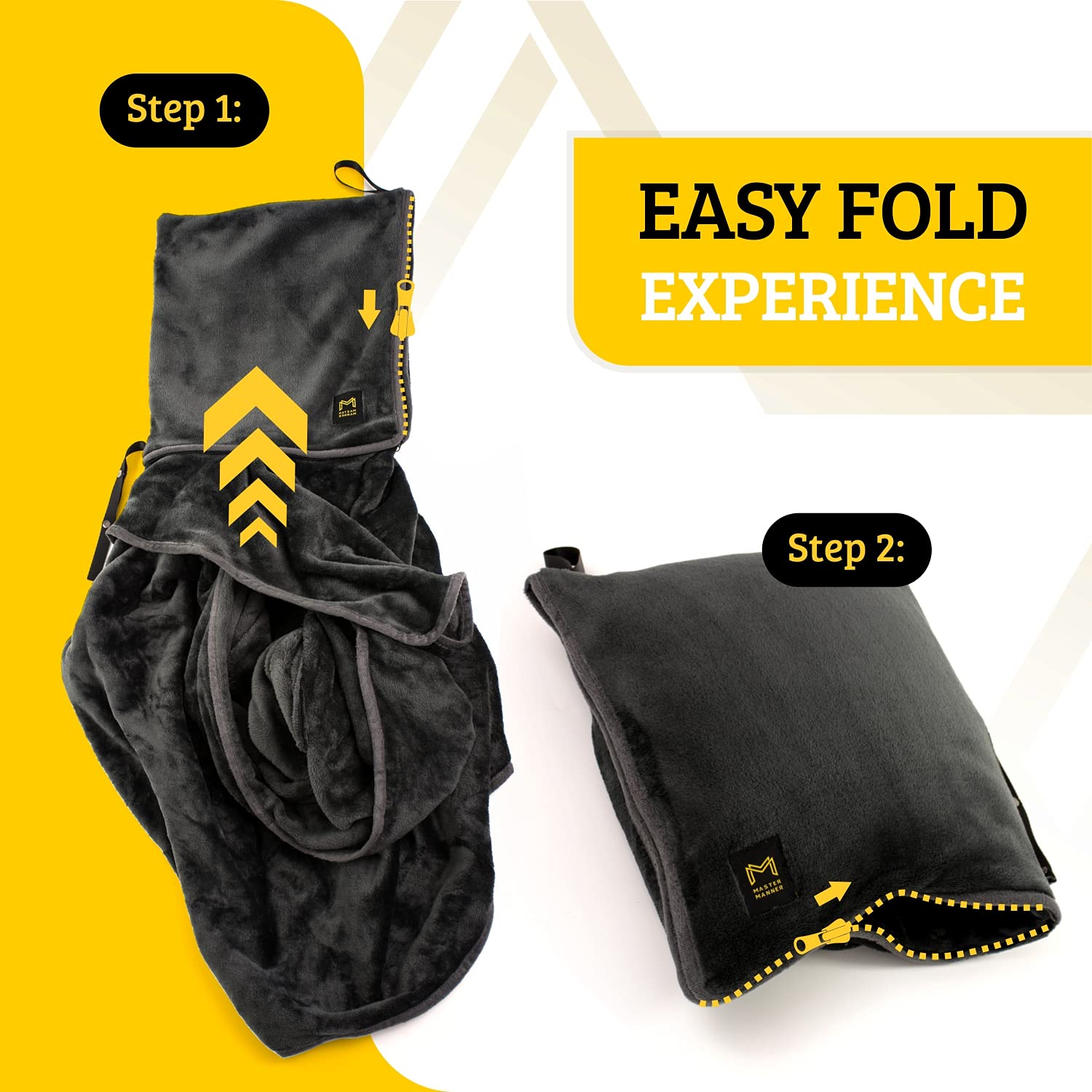 MasterManner Travel Blanket Airplane Compact with Hoodie 2in1