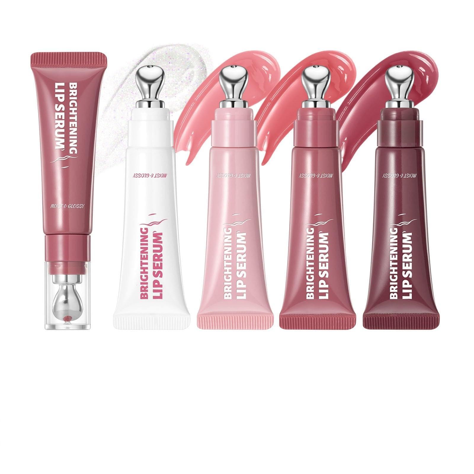 4 Colours Peptide Lip Tint Set, Summer Lip Balm Tinted Hydrating and Nourishing Lip Gloss, Plumping Glossy Finish Non-Sticky, Long lasting Moisture Lip Balm for Dry Lips (4PC)