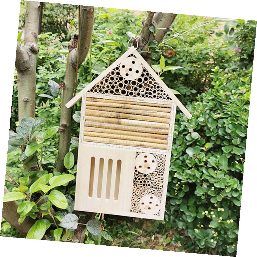 2 Stück Hängendes Insektenhaus für Marienkäfer und Bienen Nistkasten mit Schutz vor Regen Natürliche Gartendekoration 12x7x23cm 19x4x35cm