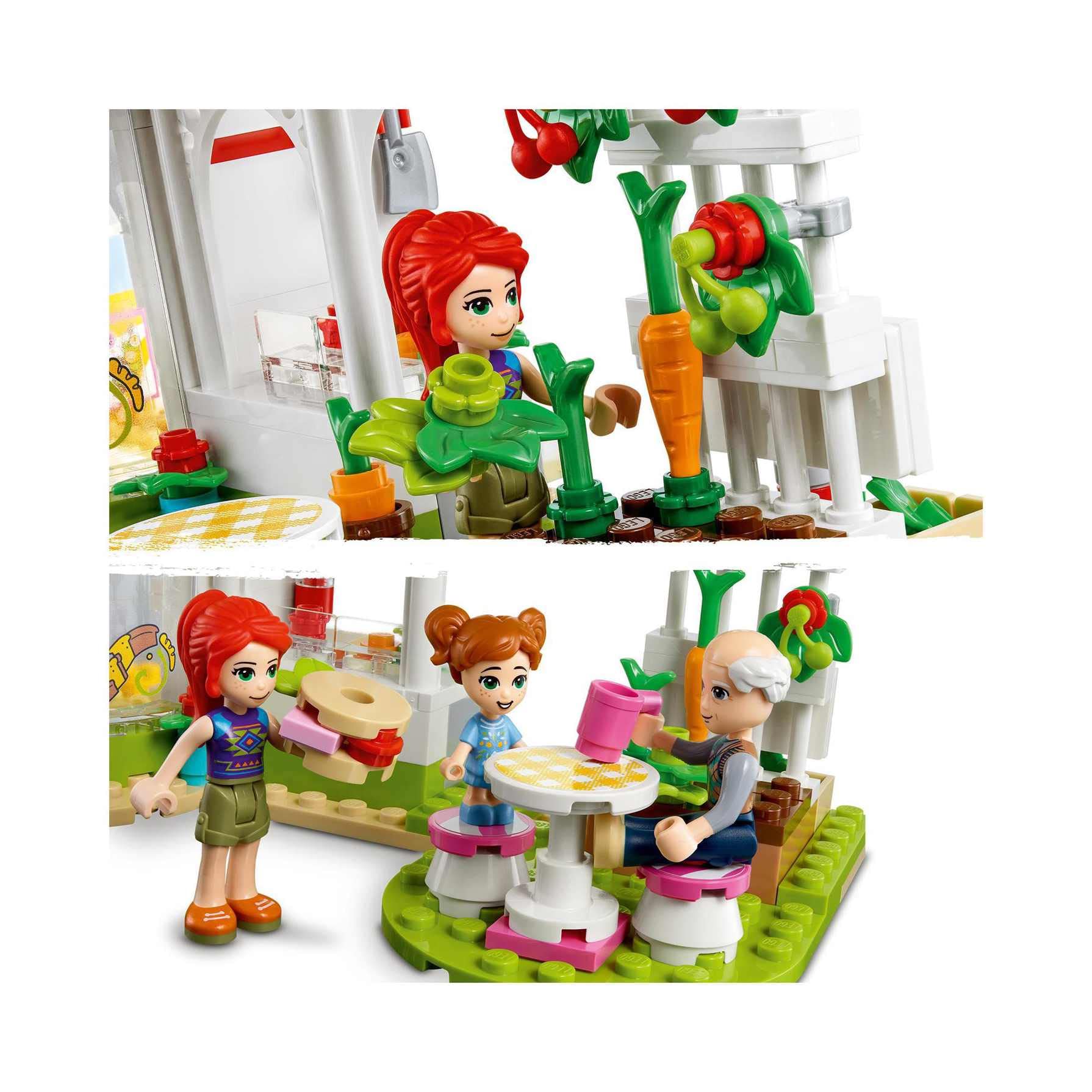 LEGO Friends 41444 El Café Bio de Heartlake City con 3 Mini muñecas, Juego Educativo para niños de 6 años y más
