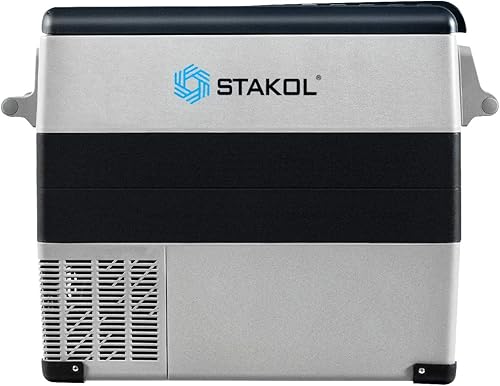 Nightcore Cooler and Warmer, refrigerador eléctrico portátil de 53 cuartos de galón con ruedas, adaptador dual de CA de 100-240 V y enchufes de 12 a