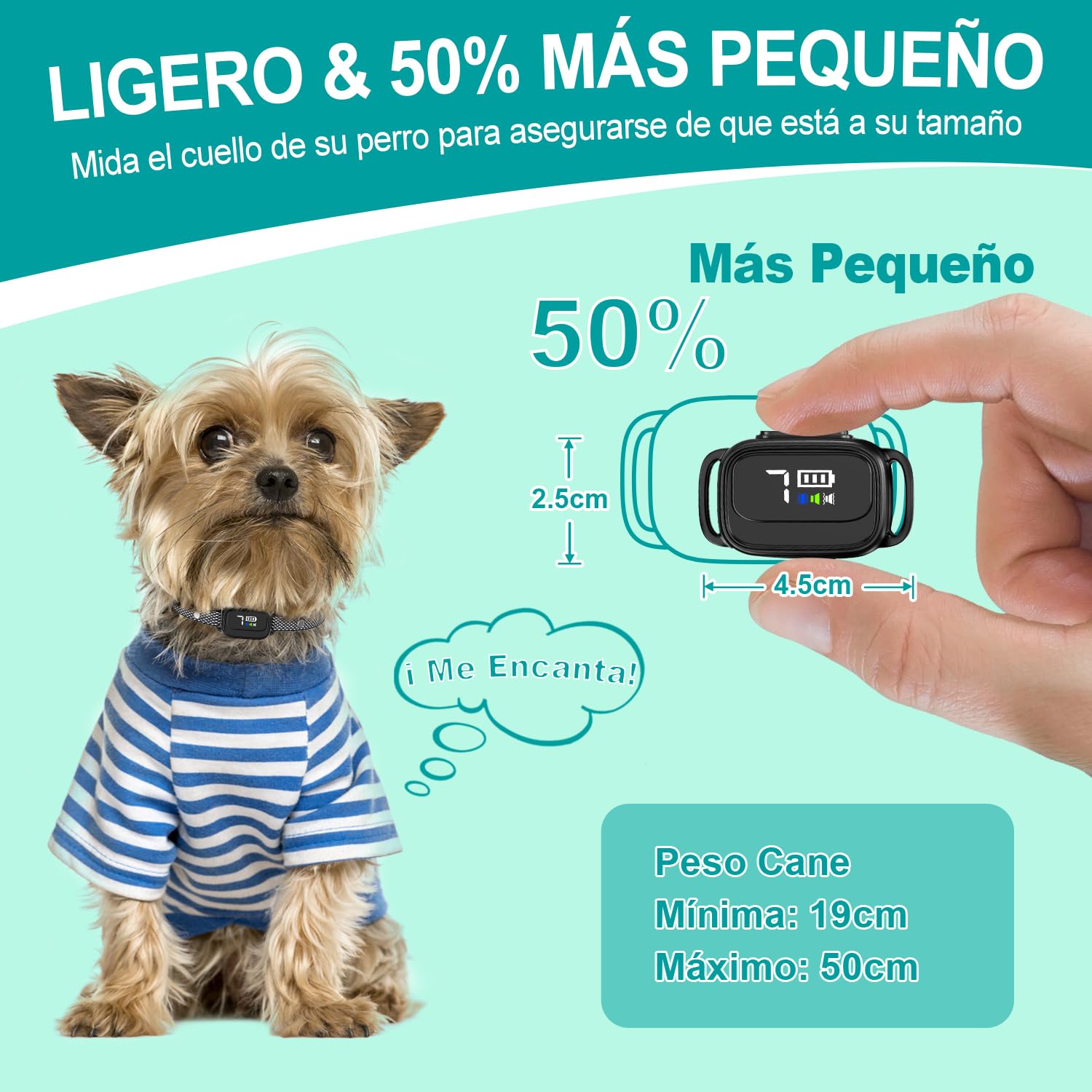 Collar Antiladridos para Perros Pequeños, Collar Antiladridos con 7 Niveles de Sensibilidad, 3 Modos de Sonido y Vibración, Resistente al Agua IP67, Efectivo y Humano, Negro