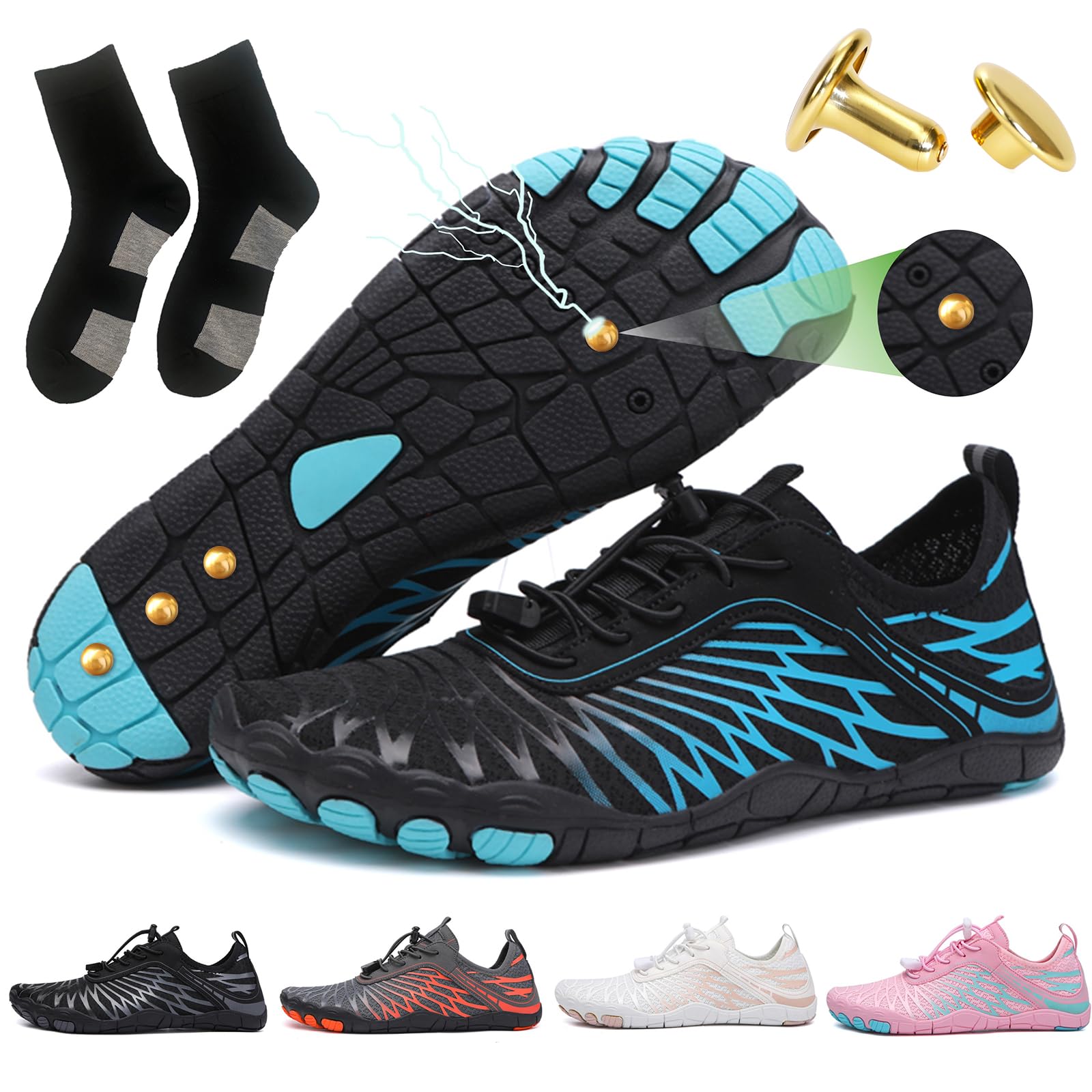 Grounding Shoes with Copper Barefoot Shoes Women Men, Outdoor Waterproof Hike Healthy Non-Slip Flexible