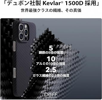 Deff ディーフ iPhone16Pro用 アラミド繊維 薄型 耐衝撃 超軽量 カーボン風調 ケース 6.3inch 16Pro