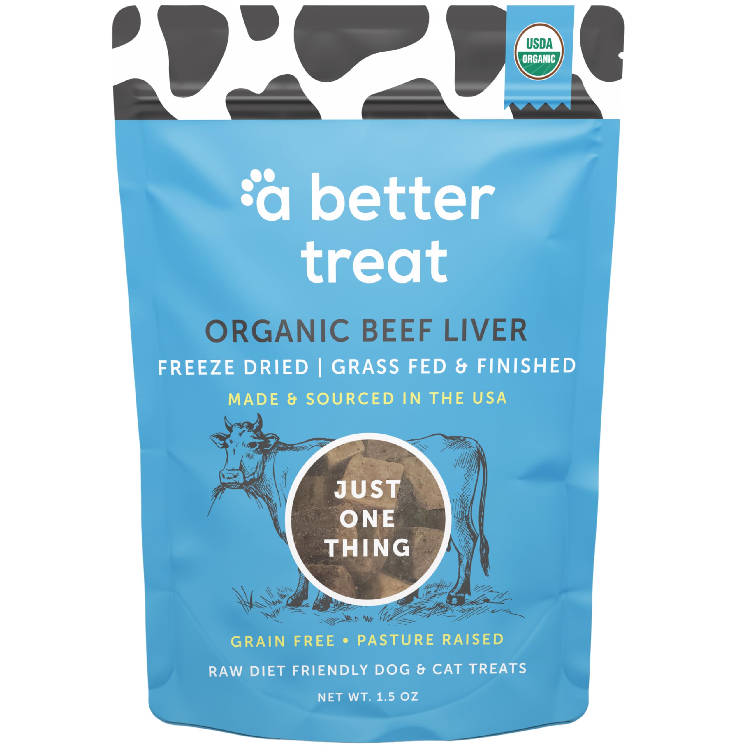 A Better Treat – Organic, Freeze Dried, Single Ingredient, 100% Grass Fed & Finished, Pasture Raised Beef Liver Dog Treats, Cat Treats | Natural Healthy | High Protein, Diabetic Friendly | Made in USA