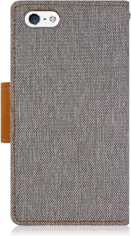GOOSPERY Canvas Wallet for Apple iPhone SE Case (2016) iPhone 5S Case (2013) iPhone 5 Case (2012) Denim Stand Flip Cover (Gray)