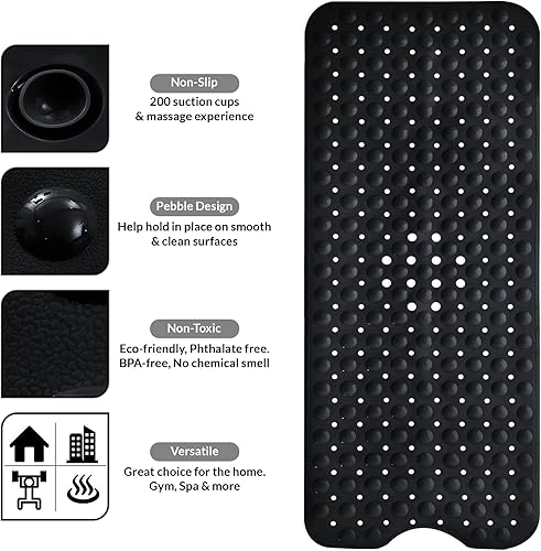 Miniatura 6 de LDC - Tapete de baño para bañera, tapete interior de ducha con orificios de drenaje y ventosas, tapete de baño antideslizante para el interior de la