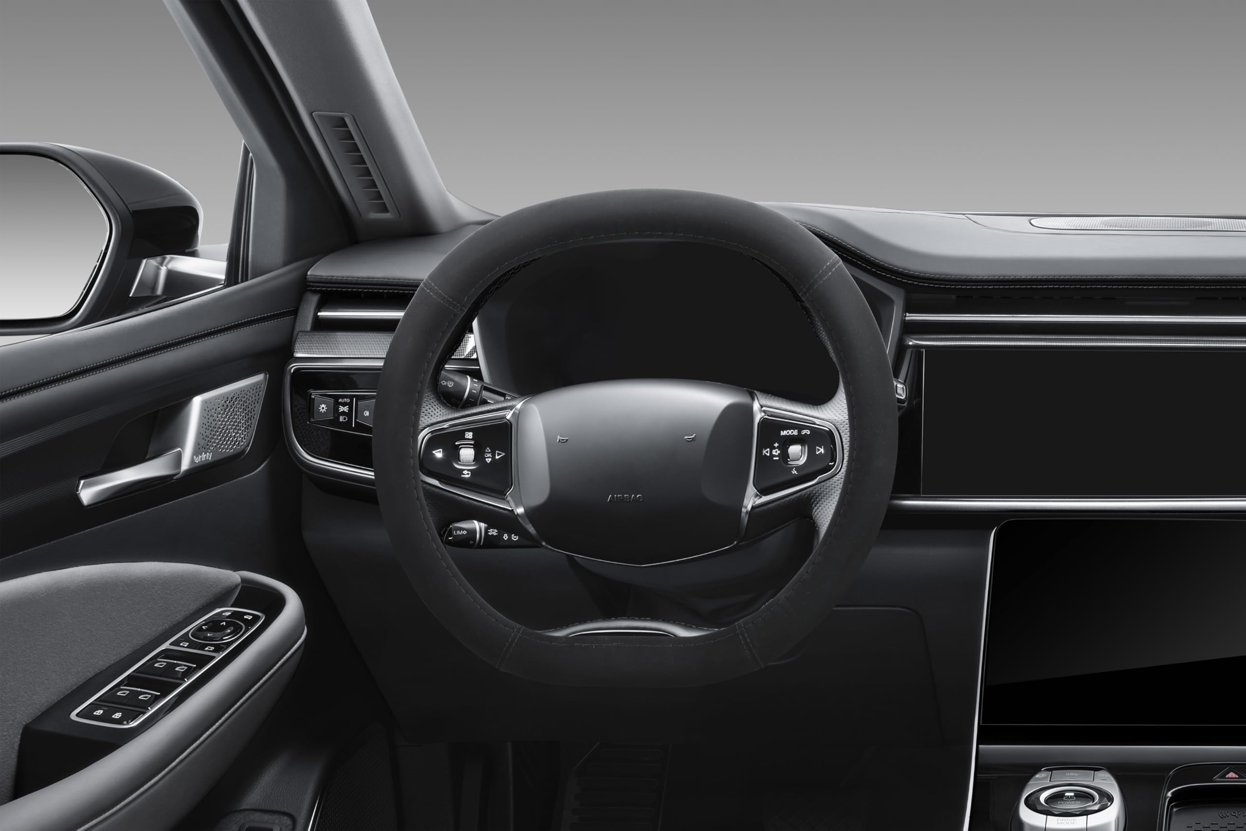 PGT FlatFit Alcantara Funda de Volante para Peugeot. Diseño para Volantes de Base Plana. Acabado Deportivo en Alcántara. Tacto Suave y Antideslizante. Medidas 36.5 x 33.5 cm