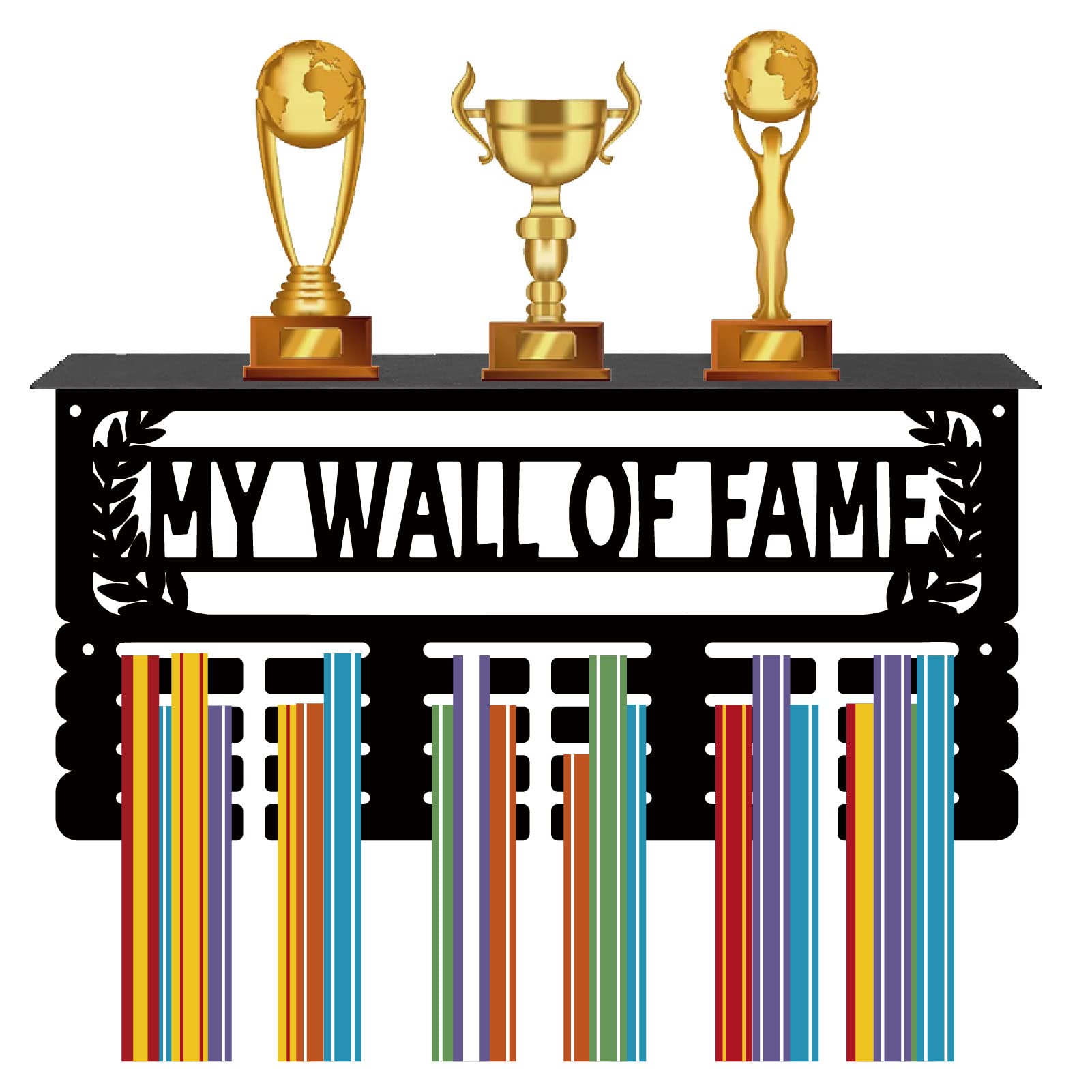 CREATCABIN Soporte para Medallas Correr,Estante para Trofeos,Colgador Medallas Soporte para Estante,Deportes,4 Fila,Montaje En Pared,Soporte para Hombres,Gimnasia,Fútbol,Correr,40x20x10 cm — view 10