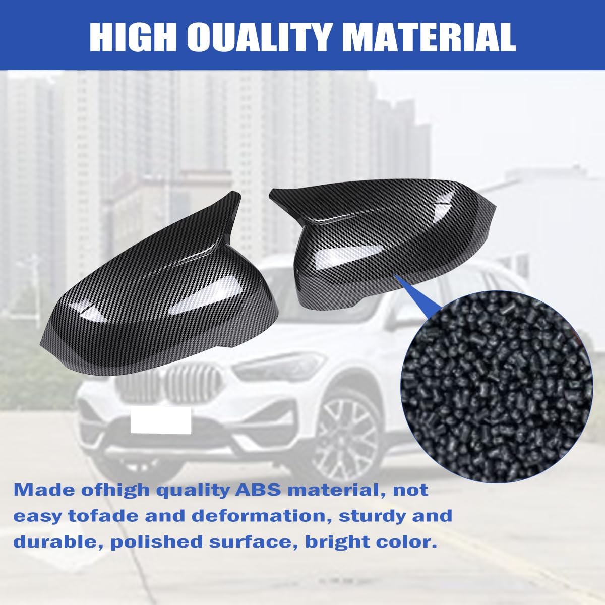 Side Mirror Cover Trim Carbon Fiber Rearview Mirror Cover Decoration Accessories Compatible with BMW X1 U11 2023-2024 Car Exterior Door Side Rear View Mirror Protector Cover (Carbon Fiber)