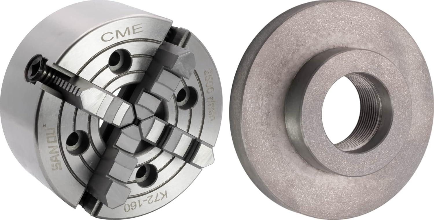 CME 6" 4-Jaw Independent Lathe Chuck with 2 1/4"-8 Threaded Semi ...